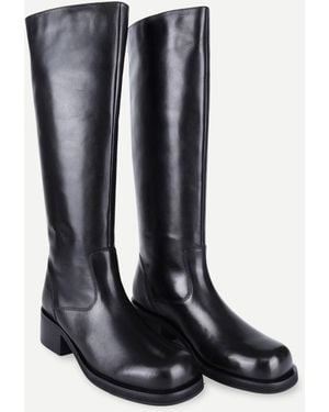 OFF THE HOOK Helia Leather Knee High Block Heel Boots - Black