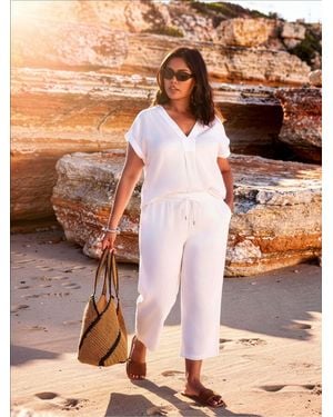 Live Unlimited Linen Blend V-Neck Top - Brown