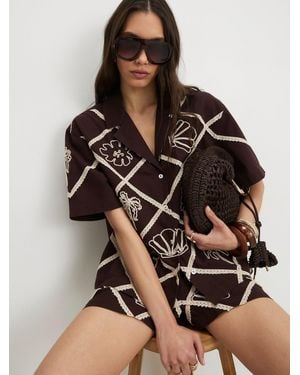 River Island Embroidered Motif Shirt - Brown