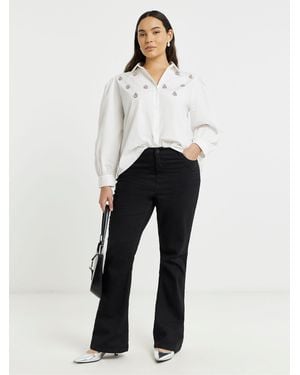 Simply Be Embellished Oversized Shirt - Weiß