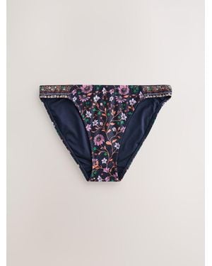 Next Floral Print High Leg Bikini Bottoms - Blue