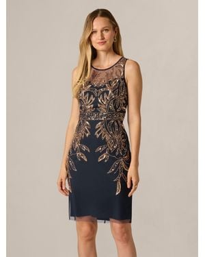 Adrianna Papell Studio Beaded Short Dress - Blue