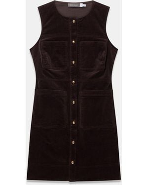 Mint Velvet Corduroy Sleeveless Patch Pocket Mini Dress - Black