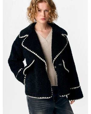 Object Whipstitch Teddy Jacket - Black