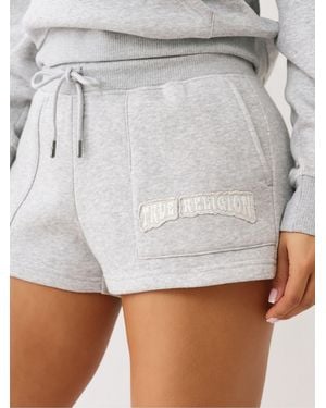 TRUE RELIGION Heather Patched Lounge Shorts - Gray
