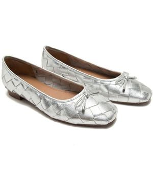 OFF THE HOOK Marble Leather Weave Ballerinas - Weiß