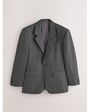 Next Relaxed Fit Archive Wool Blend Flannel Suit Jacket - Grey
