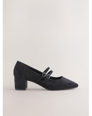 Next Forever Comfort Round Toe Low Block Heel Mary Jane Shoes - Black