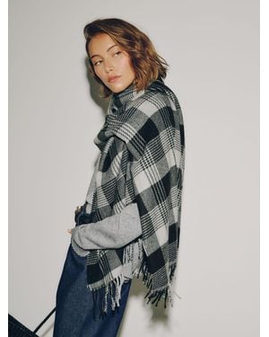 Next Monochrome Check Midweight Scarf - Gray