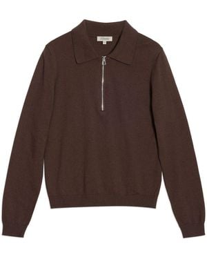 Albaray Chocolate Zip Collar Sweater - Brown