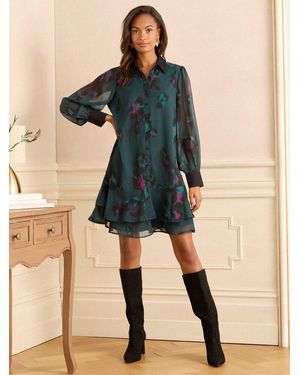 Love & Roses Dropped Waist Mini Dress - Blue