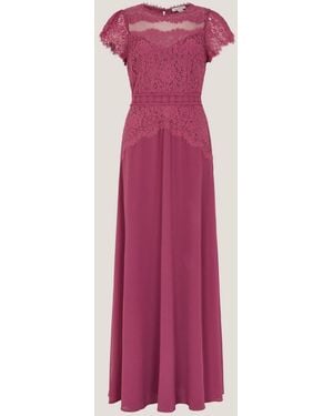 Monsoon Monike Short Sleeve Lace Bridesmaid Dress - Pink