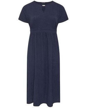 Evans Textured Bar Detail Dress - Blue