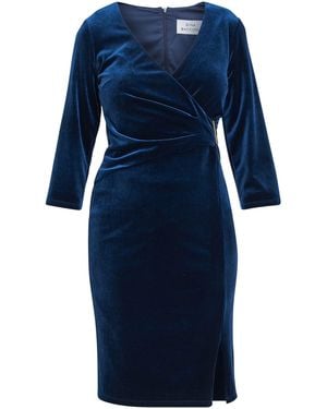 Gina Bacconi Rachael Velvet Dress With Trim - Blue