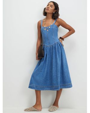 River Island Seamed Denim Midi Dress - Blue