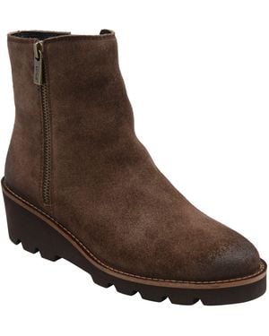 Lotus Leather Wedge Ankle Boots - Brown