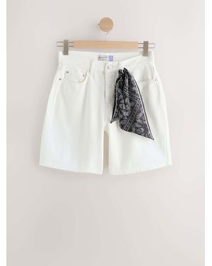Next Bermuda Denim Jort Shorts - Natural