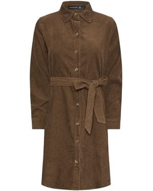 PixieGirl Petite Cord Shirt Dress - Brown