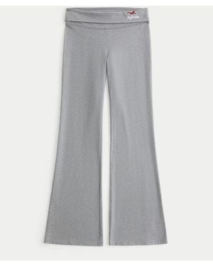 Hollister Knit Foldover Flared Sweatpants - Gray