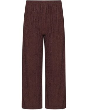 M Com Textured Wide Leg Pants - Purple