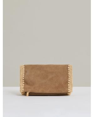 Reiss Emie Suede Woven-Trim Clutch Bageinheitsgröße - Natur