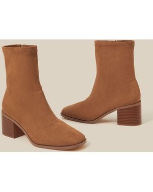 Monsoon Suki Faux Suede Heeled Sock Boots - Natural