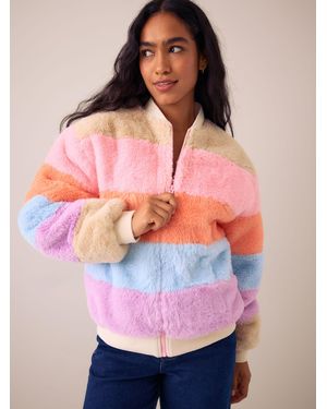 Little Bird by Jools Oliver Colorblock Fur Bomber Jacket - Pink