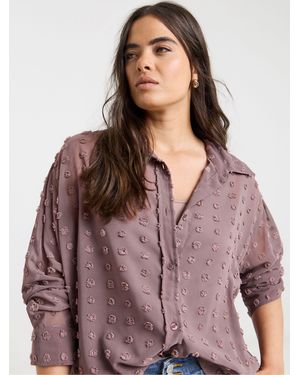 Simply Be Oversized Dobby Shirt - Lila