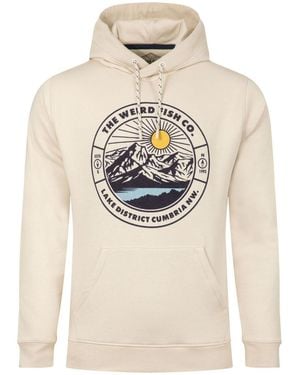 Weird Fish Bryant Front Print Graphic Popover Hoodie - White