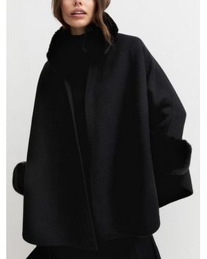 Marella Amici Fur Cape Poncho - Black