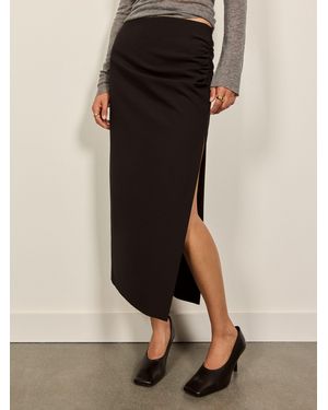 BHOEM Draped Slit Pencil Midi Skirt - Black