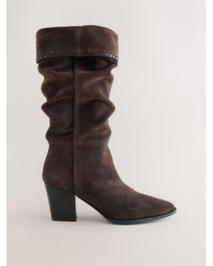Next Chocolate Forever Comfort Whipstitch Knee High Slouch Boots - Brown