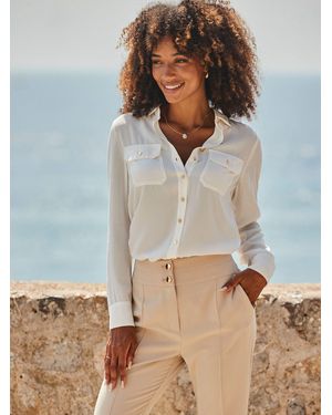 Sosandar Luxe Detail Fluid Shirt - White
