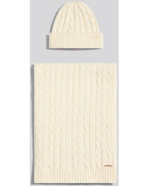 U.S. POLO ASSN. U. S. Polo Assn U. S. Polo Assn. Signature Cable Knit Beanie & Scarf Gift Set - Natural