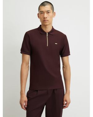 River Island Geripptes Poloshirt - Rot