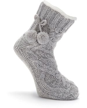 Pour Moi Cozy Cable Knit Socks - Gray