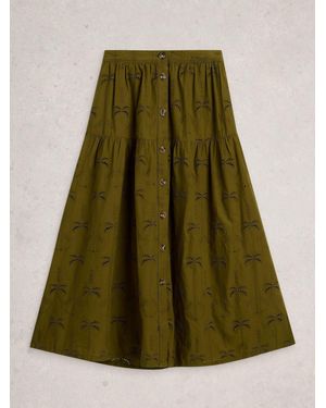 White Stuff Ruben Broderie Midi Skirt - Green