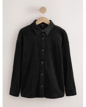 Next Soft Cord Long-Sleeve Shirt With Modal - Black