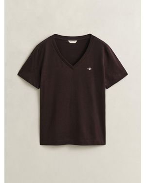 GANT Regular Shield Logo V-Neck T-Shirt - Black