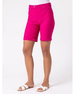 Roman Turned Hem Stretch Shorts - Pink