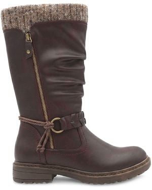 Pavers Burgundy Kitted Cuff Zip Fasten Riding Boots - Brown