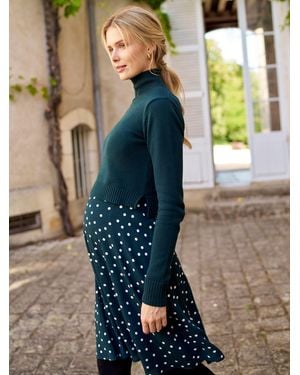 Seraphine Maternity Roll Neck Knit Topper Dress - Blue