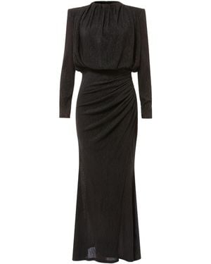 Jolie Moi High Neck Ruched Shimmer Maxi Dress - Black