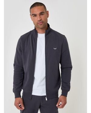 Threadbare Cotton Rich Funnel Neck Zip Through Jacket - Blue