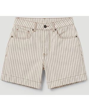 Hush Essential Gestreifte Stretch-Denim-Shorts - Natur