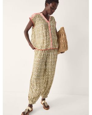 Monsoon Elma Sleeveless Print Top - Natural