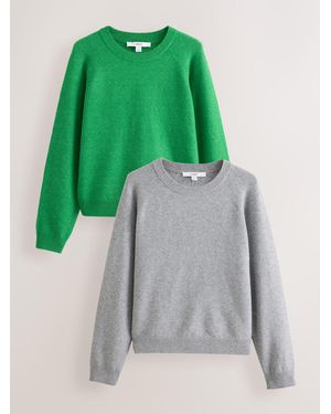 Next Supersoft Crew Neck Long Sleeve Jumpers 2 Pack - Green