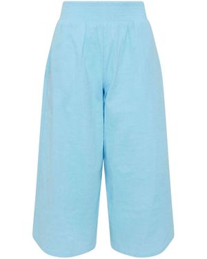 PixieGirl Petite Pixiegirl Cheesecloth Wide Leg Cropped Culottes - Blue