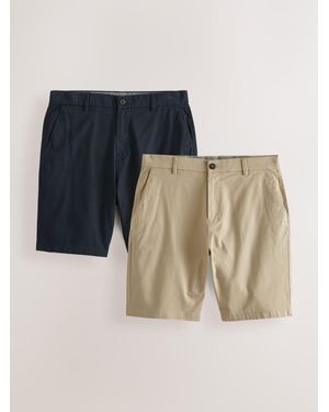 Next Straight Fit Stretch Chino Shorts 2 Pack - Multicolor