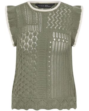PixieGirl Petite Frill Shoulder Tank Top - Green
